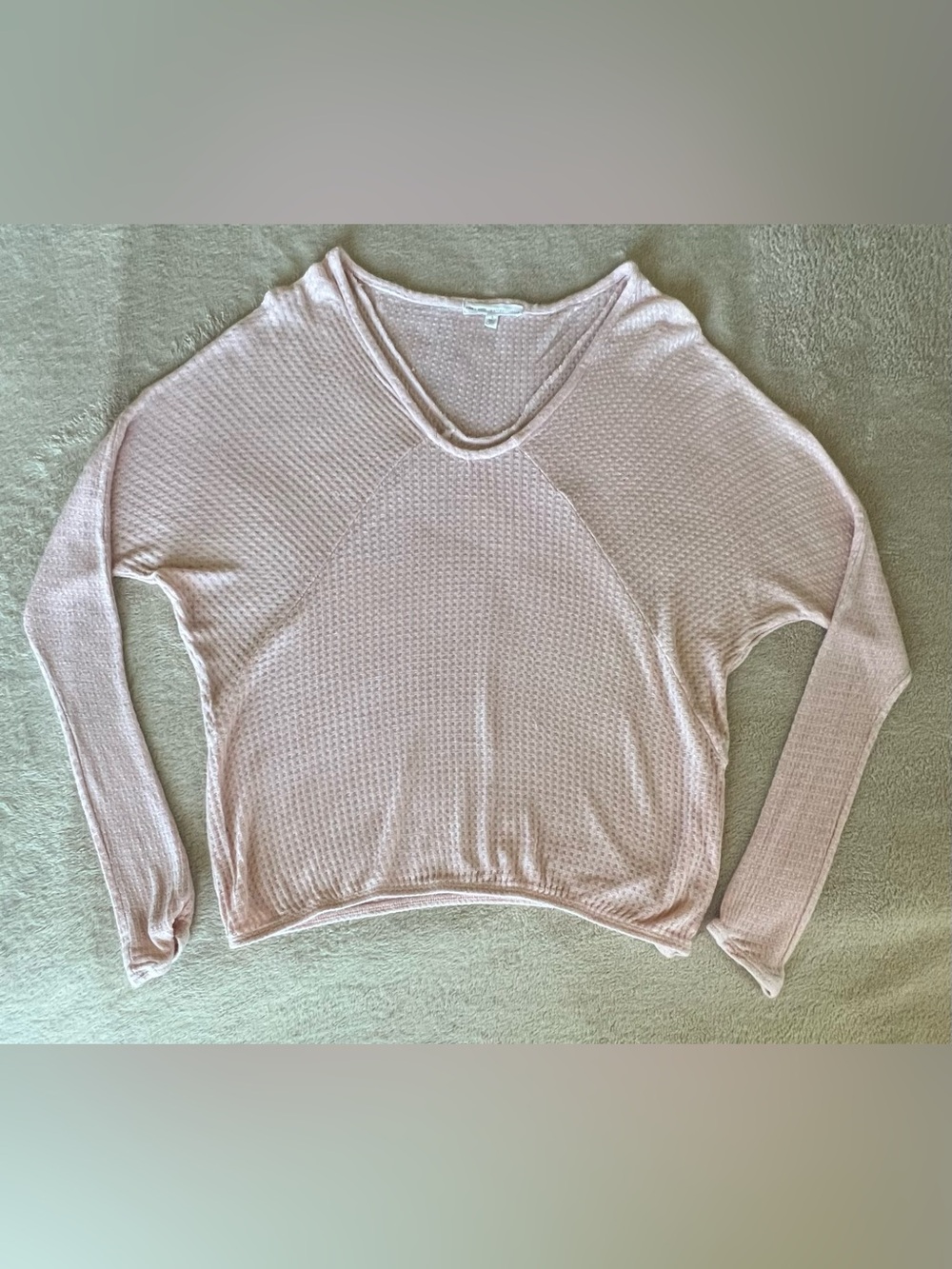 Anthropologie Pure + Good Light Pink Waffle Knit Long Sleeve Top